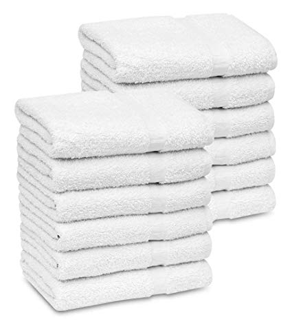 12x12- Premium White Washcloths -1Lb/doz Cot/Poly
