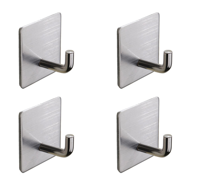 4 Pcs White Towel Adhesive Hooks for Tile Wall Stainless Steel Wall Hangers  of Heavy Duty