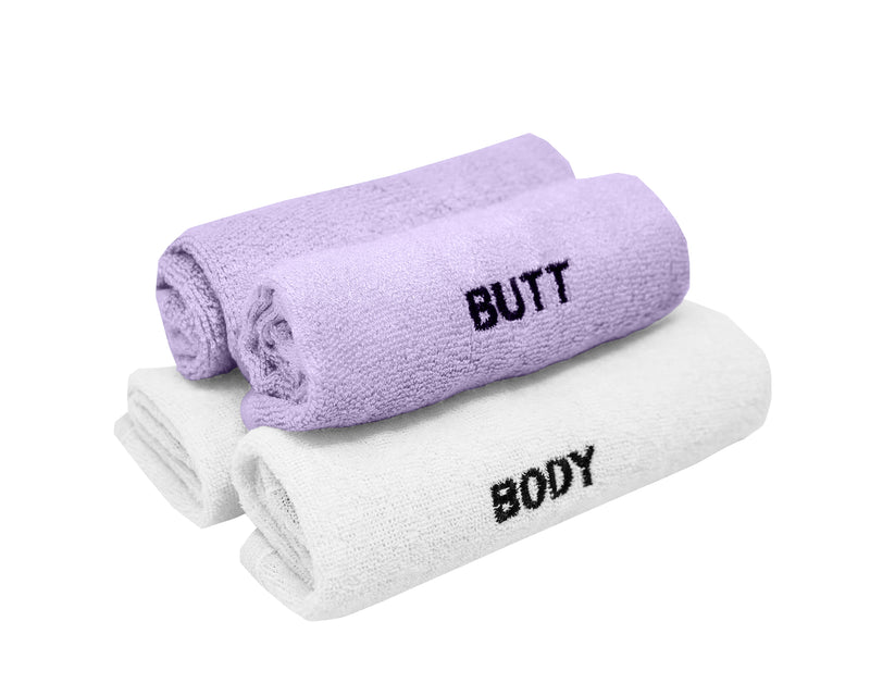 Load image into Gallery viewer, SELECT WASHCLOTH SET | Face/Body And Rear-End | 4 Piece | Gentle Cleanser and Exfoliates (Purple)
