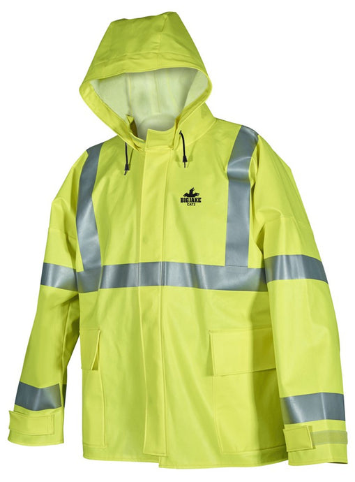 MCR BJ38JH Big Jake Rainwear Series PVC / Nomex Flame Resistant Jacket with Attached Hood