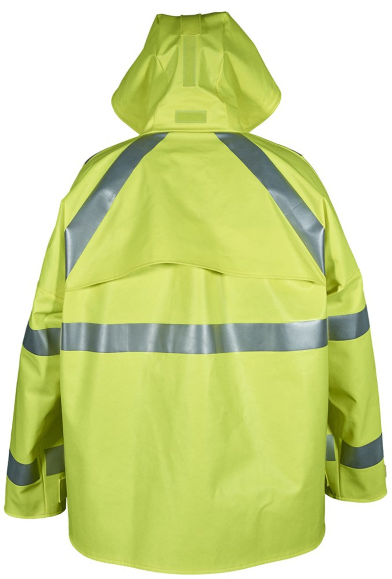 Load image into Gallery viewer, MCR BJ38JH Big Jake Rainwear Series PVC / Nomex Flame Resistant Jacket with Attached Hood
