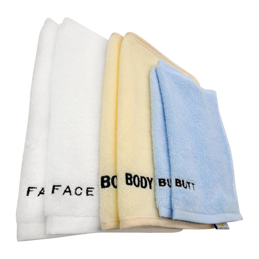 Crafty Cloth INC Complete Washcloth Set Embroidered Bathroom Set, Face Body  Butt Washcloth Towel in White, Beige, and Blue by Crafty Cloth - 6 Piece