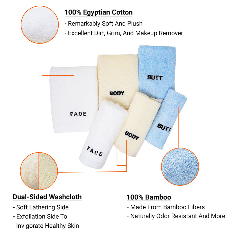 Load image into Gallery viewer, The Complete Washcloth Set – 6 Piece - For Face, Body, and Butt
