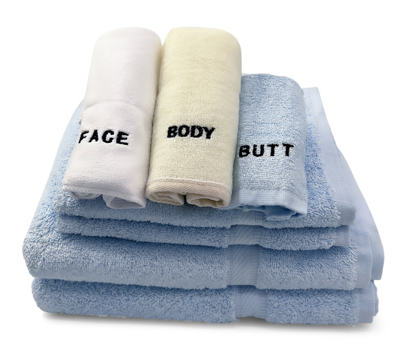 Crafty Cloth 6Piece Towel Set for Face Body and Butt Cleansing