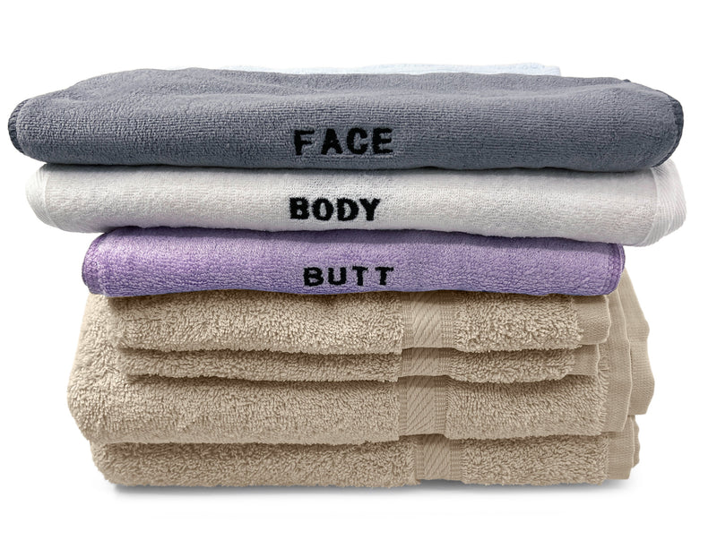 Load image into Gallery viewer, 10 Piece - Towel Set for Face, Body, and Rear-end - 4 Different Fabrics -  By Crafty Cloth
