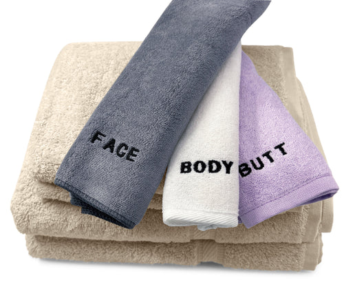 10 Piece - Towel Set for Face, Body, and Rear-end - 4 Different Fabrics -  By Crafty Cloth