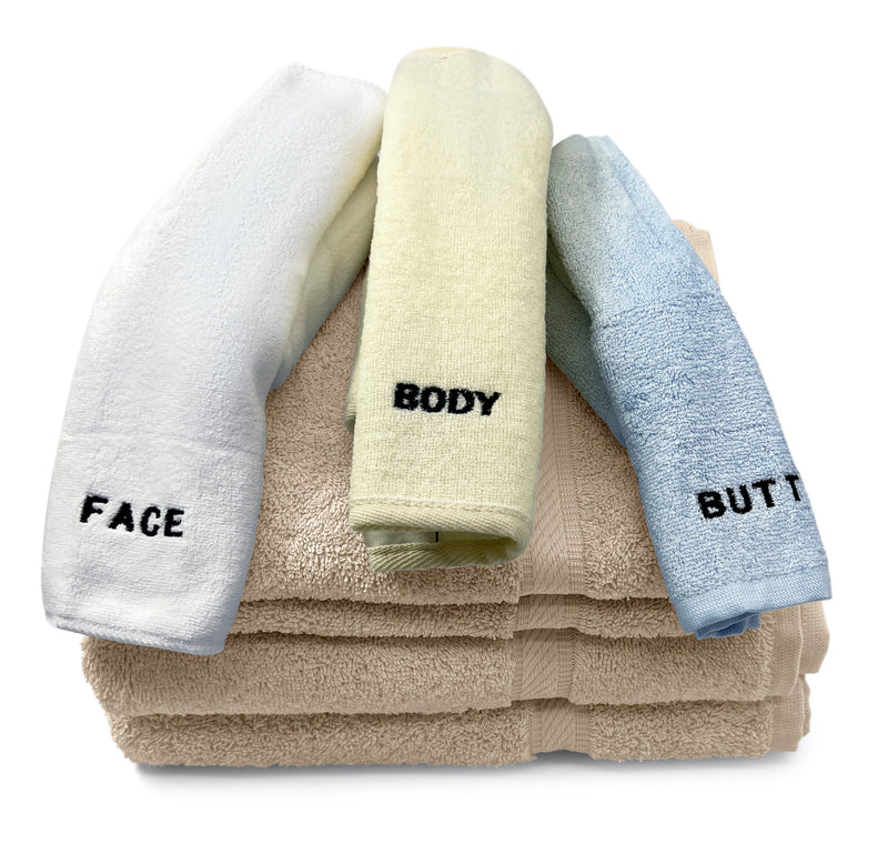 Load image into Gallery viewer, 10 Piece - Towel Set for Face, Body, and Rear-end - 4 Different Fabrics -  By Crafty Cloth
