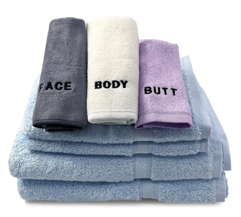 Load image into Gallery viewer, 10 Piece - Towel Set for Face, Body, and Rear-end - 4 Different Fabrics -  By Crafty Cloth
