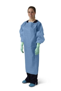 Medline Poly-Coated Over-The-Head Protective Gowns with Open Back