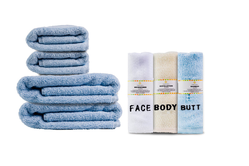 Load image into Gallery viewer, 10 Piece - Towel Set for Face, Body, and Rear-end - 4 Different Fabrics -  By Crafty Cloth
