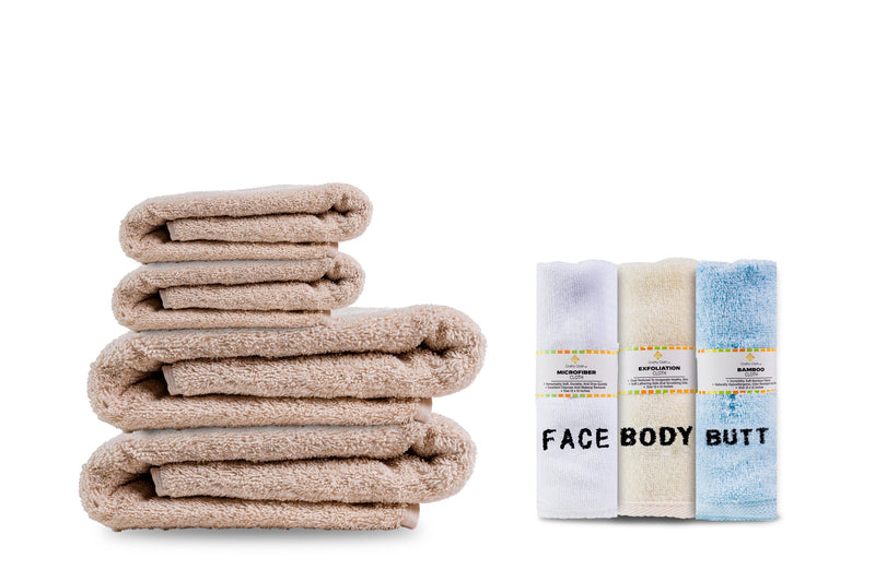 Load image into Gallery viewer, 10 Piece - Towel Set for Face, Body, and Rear-end - 4 Different Fabrics -  By Crafty Cloth
