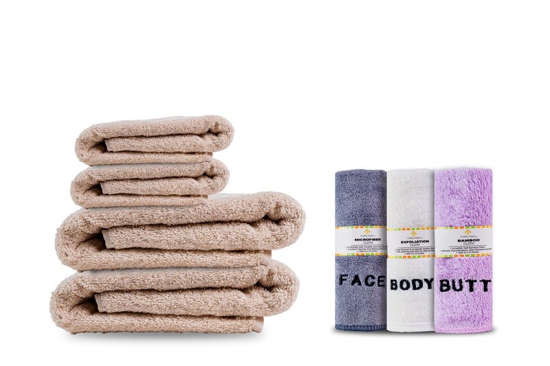 Load image into Gallery viewer, 10 Piece - Towel Set for Face, Body, and Rear-end - 4 Different Fabrics -  By Crafty Cloth
