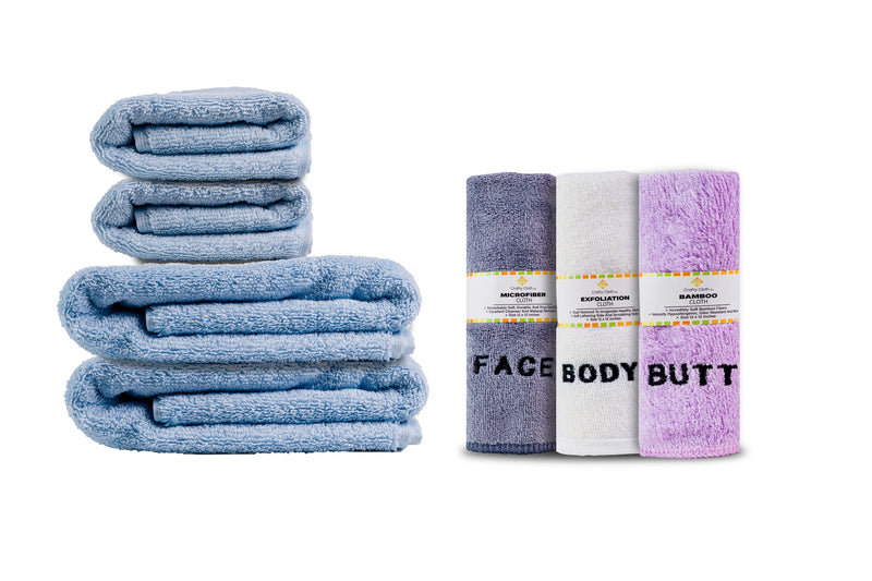 Load image into Gallery viewer, 10 Piece - Towel Set for Face, Body, and Rear-end - 4 Different Fabrics -  By Crafty Cloth
