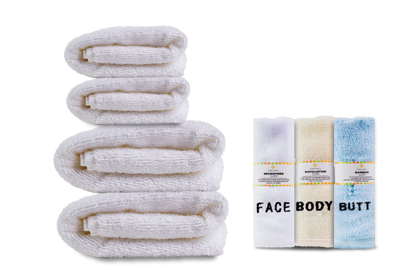 Load image into Gallery viewer, 10 Piece - Towel Set for Face, Body, and Rear-end - 4 Different Fabrics -  By Crafty Cloth
