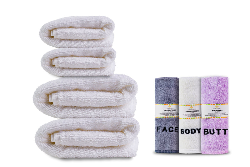 Load image into Gallery viewer, 10 Piece - Towel Set for Face, Body, and Rear-end - 4 Different Fabrics -  By Crafty Cloth
