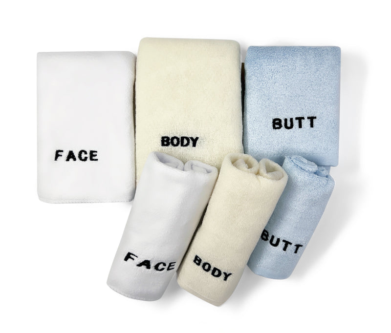 The Complete Washcloth Set – 6 Piece - For Face, Body, and Butt - Purp