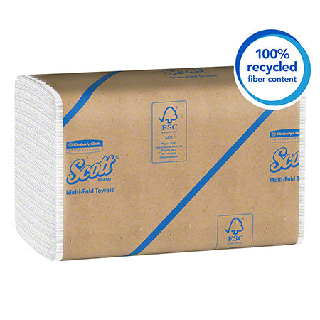 Scott® Essential 100% Recycled Fiber Multi-Fold Towel - 9.2" x 9.4", White