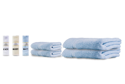 Crafty Cloth 6-Piece Towel Set for Face, Body, and Butt , Gentle Cleansing and Exfoliation (White,Beige,Blue)