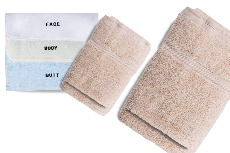 Load image into Gallery viewer, 10 Piece - Towel Set for Face, Body, and Rear-end - 4 Different Fabrics -  By Crafty Cloth
