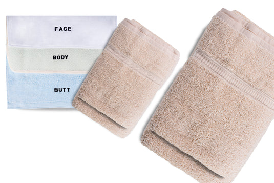 4 Texture Towel Set for Face, Body, and Rear-end (Set of 10) by Crafty Cloth, Adult Unisex, Size: One size, Brown